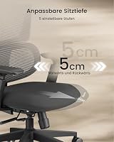 ProtoArc EC300 Bürostuhl Ergonomisch, Schreibtischstuhl mit Höhenverstellbarer Rückenlehne, Lendenwirbelstütze & Sitztiefe, Computerstuhl mit 3D-Kopfstütze für Home Office, Schwarz – Ansicht 6
