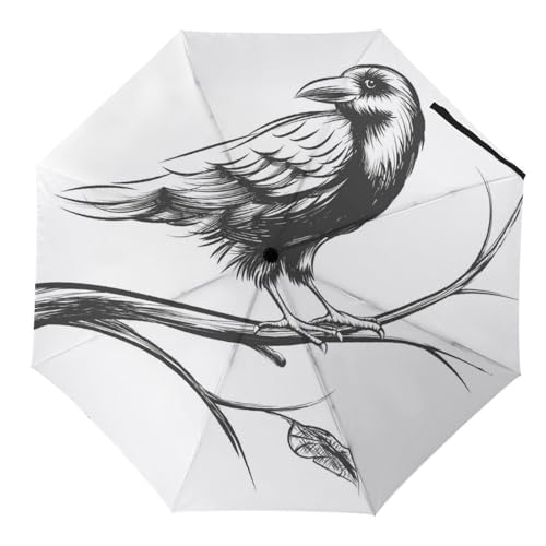 Parapluie pliant automatique compact avec motif cartoon bird pour voyage