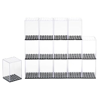 15PCS Minifigure Display Case for Lego Minifigure Clear Acrylic Building Block Display Box Storage for Action Figures Blocks Stackable Storage Case Gift for Lego Lovers