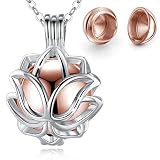 INFUSEU Urnes Pour Collier De Cendres, Bijoux De CréMation Ruban Plaqué Lotus Or Rose Boule Bijoux Aile D'Ange Cadeaux ComméMoratifs Cylindre Collier Pendentif Fausse-Couche Souvenirs Cadeaux