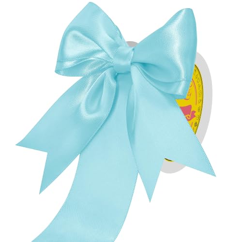 Image of Double Face Blue Topaz Satin Ribbon 2 Inch x 25 Yards Polyester Ribbon for Gift Wrapping Easter Weddings Party Decorations Hair Bows Invitations