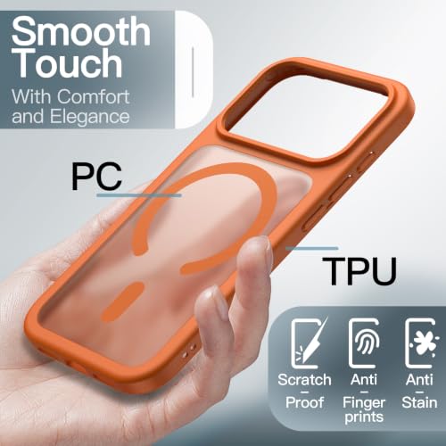 JETech Magnetic Matte Case for iPhone 17 Pro, Orange | Cover Compatible with MagSafe, Translucent Matte Back, Slim Shockproof Protection, Minimalist Style - Image 6