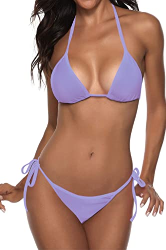 Image of Women Two Piece Swimsuit Sexy Swimwear Halter String Triangle Bikini Sets
