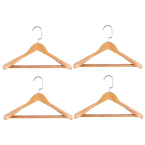SOLUSTRE 4Pcs Solid Wood Coat Hangers for Clothes Extra Wide Design Smooth Polished Edges Sturdy Clothes Hangers for Adult Clothing for Wardrobe Organization