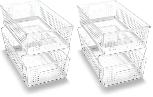 2-Tier Slide-Out Organizer with Handles (Pack of 2)