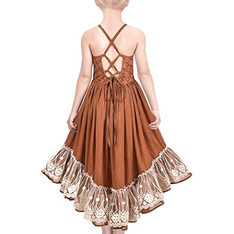 Sunny Fashion Brown Hi-Low Lace Dress Cover