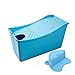 Kids Przenośny Składany Wanna Duże Freestanding Bathing Basen Basen Długi czas izolacji dla Dorosłych/Starszych SPA, Z stołkiem do kąpieli, 2 kolory ASPZQ (Color : Blue B)