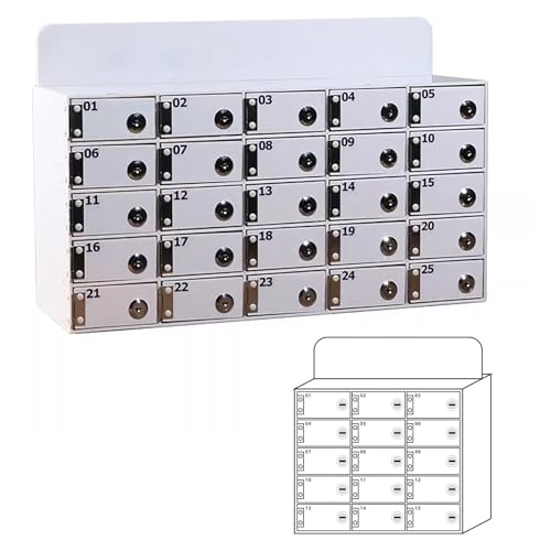 Taquillas de acrílico blanco con múltiples ranuras para teléfono celular con llaves individuales, taquillas de empleados de gran capacidad para fábricas, oficinas, escuelas (6 ranuras)