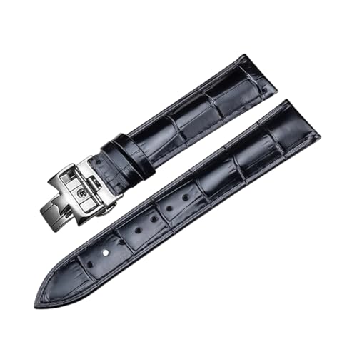 Bracelet de montre 22mm cuir véritable boucle papillon acier pour Vacheron Constantin Fiftysix