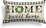 ORTIGIA Spring Flowers Lumbar Pillow Cover Home Sweet Home Thow Pillow Cover 12x20inch Spring Floral