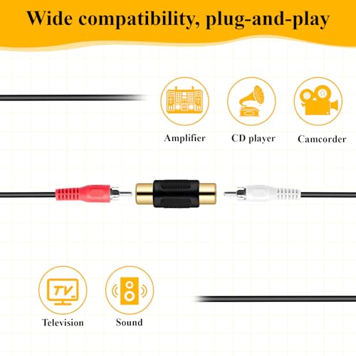3 PCE Gold Plated RCA Female to Female Coupler miniatura 3