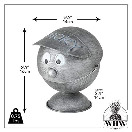 Big Mouth Smokey Ashtray, Lidded Dome With Pedestal Base, Lift Up Visor, Bbq Grill Party Style, Gray Distressed Lacquered Iron, 6 Inches Tall #TOP7