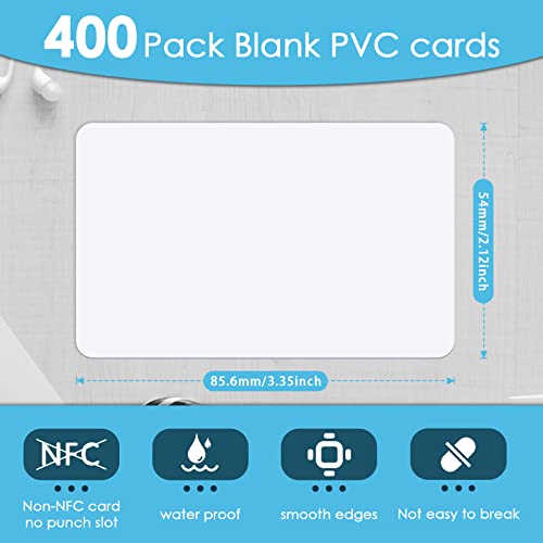 Colarr 400 Pcs Premium Blank Cards Plastic Cr80 30 Mil PVC Cards Graphic Quality PVC Cards Compatible with Most Photo ID Badge Printers Not Suitable for Inkjet Printers (White) - Thumbnail 2
