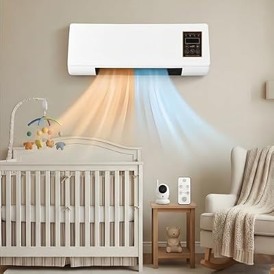 Wall Mount Ductless Air Conditioner Portable, 2 In 1 Mini AC Unit PTC Fast Heating & Natural Airflow, Smart AC Heater Combo Unit No Exhaust with Remote & Timer, No Window Needed(White)
