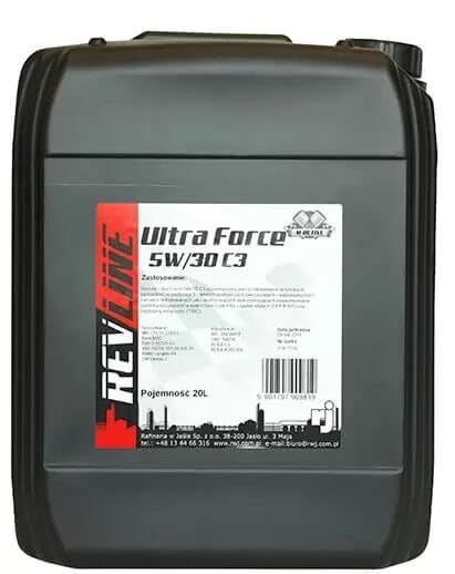 REVLINE Aceite de motor 5W-30 Ultra Force ACEA C3 API SN API CF C3 20L Compatible con VW Polo V Hatchback 6R1, 6C1 Golf 7 Hatchback 5G1, BQ1, BE1, BE2 Passat B8 Variant 3G5, CB5, OPEL, SKODA