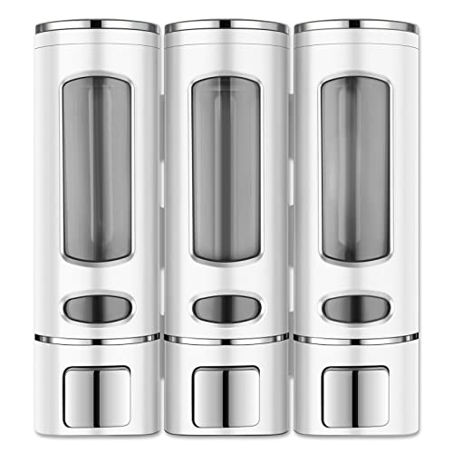 GOINTOP3-in-1 Shower soap Dispenser, Shampoo and Conditioner Dispenser, soap Separator Bathroom, Shower Separator 3 Chamber no Drill, Hotel Bathroom, Home, School, Shopping mall(White)