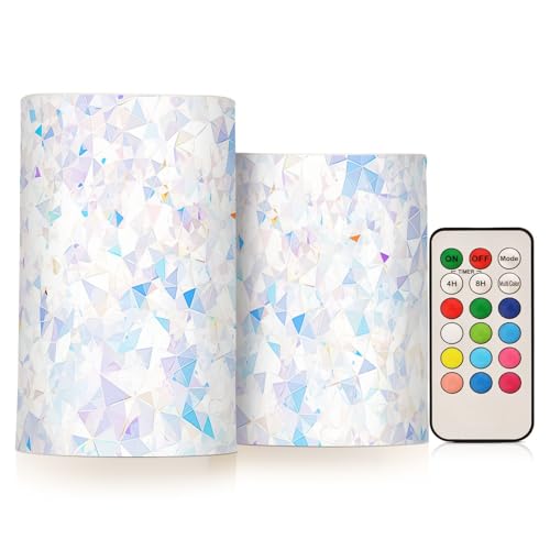 Amooorous Shining Blue-White Gemstone Decorative Flickering Battery Operated Candles Imitation Electronic Lights Windproof with timers for Easter Christmas Battery Operated