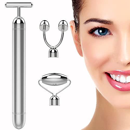 3 In 1 Face Massage Roller, Electric Facial Roller, Metal Face Massage Tools Set Facial Skin Care Tools Eyes Nose Arms Legs Body Massager