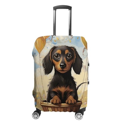 Dachshund Hot Air Balloon Luggage Covers Tsa Approved Suitcase Cover Elastic Washable Luggage Sleeve Carry on Cover Protector Anti-Scratch Suitcase Protector Fits 19-30 Inch Case(S)