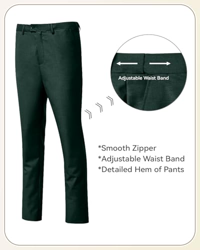 Image of Men's 3 Piece Slim Fit Suit Set, Two Button Blazer Solid Jacket Vest Pants Wedding Business Suit