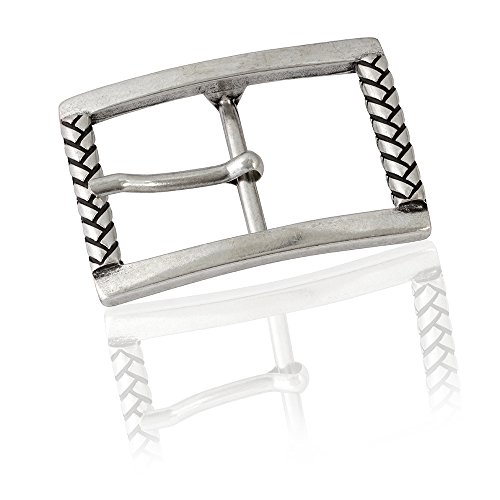 Preisvergleich Produktbild FREDERIC HERMANO Gürtelschnalle Buckle 40mm Metall Silber Geschwärzt - Buckle Braided - Dornschliesse Für Gürtel Mit 4cm Breite - Silberfarben Geschwärzt