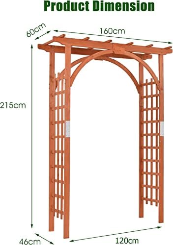 GiantexUK Wooden Garden Arch, Entryway Trellis Pergola Arbour, Outdoor Yard Lawn Plant Climbing Archway for Wedding Ceremony Party Decoration (160 x 60 x 215cm)