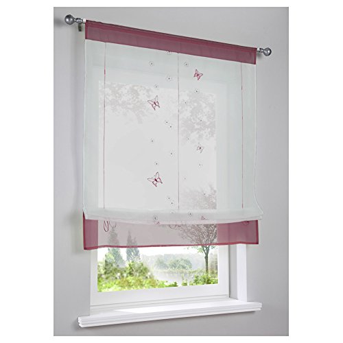 NECOHOME Cordón Romano Ciego sin Perforación Mariposa Bordado Transp