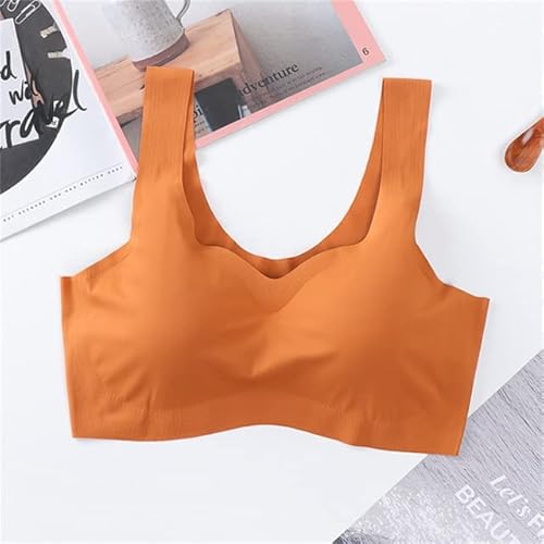 Bralette BH Nahtlose Weste BHS Frauen Push up Unterwäsche Dessous Schlaf Top Gepolsterte Bralette (Bands Size : Small, Color : Orange) Cover