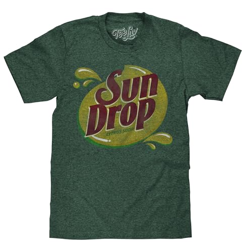 Tee Luv Men's Faded Sun Drop Shirt - Sundrop Citrus Soda Pop T-Shirt, Forest Green Heather, S
