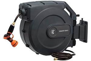 Giraffe Tools AW505/8 Retractable Garden Hose Reel, Dark Grey