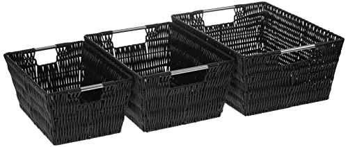 Review Discount Whitmor Rattique Storage Baskets - Black - (3 Piece Set)