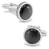 SYXYSM Men's Cufflinks Black Opal Cufflinks Round Shirt Sleeve Nails Men's Cuffs Business Casual Men and Women Cufflinks