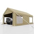 Carport Canopy, 12 x 20ft Garage Tent Shelter Tarp, Heavy-Duty Carport Canopy with Roll-Up Windows & Doors, Removable Sidewalls Car Canopy, Car Tent Waterproof for Cars, Boats, Trucks
