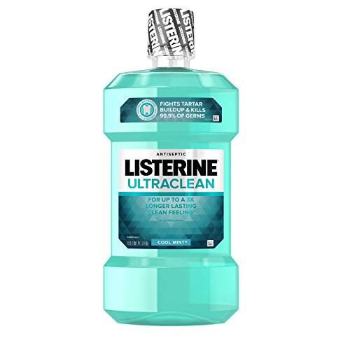 Listerine Ultraclean Oral Care Antiseptic Mouthwash to Help Fight Bad Breath Germs, Gingivitis, Plaque and Tartar, Oral Rinse for Healthy Gums & Fresh Breath, Arctic Mint Flavor, 1.5 L (Pack of 6)