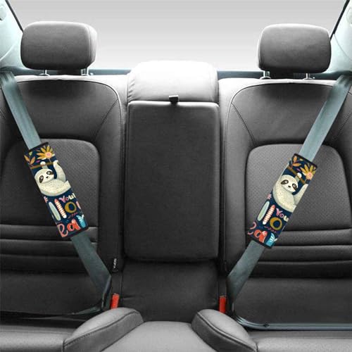 Image of AFPANQZ 2pcs Funny Sloth Seat Belt Pads Covers Universal Fit for Truck Vans Sedans SUVs Safety Seatbelt Pad Cushion Comfortable Driving Car Seats Accessories Black One Pair