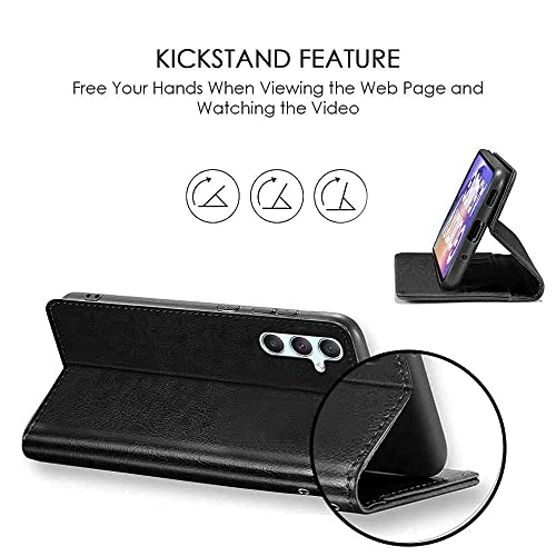 Image of WOW IMAGINE Shock Proof Flip Cover Back Case Cover for Samsung Galaxy A54 5G (Flexible | Leather Finish | Card Pockets Wallet & Stand | Black)