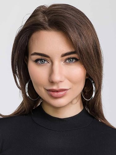 Sterling Silver Hoop Earrings - Diamond-Cut Circle Hoops, Hypoallergenic, 3mm Thin, Oversize 20/30/40/50/60mm3