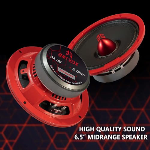 Image of MX65E1 Loudspeaker 6.5 Inch Midrange 400 Watts 6 Ohms Red Bullet, Premium Quality Audio Door Speakers for Car or Truck Stereo Sound System, Red (2 Speakers)
