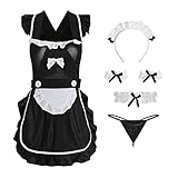 Lingerie Damen sexy Dienstmädchen Kleid Reizwäsche Spitzen Durchsichtiges Outfit Nachtwäsch Spitze Maid Kostüm Anzug Baby Dolls Mädchen Magd Kostüms Halfter Nachtclub G-String Damen Spitze Nachtkleid Sexy Body Dessous V-Ausschnitt Babydoll Lingerie Unterwäsche Strapsen mit G-String Sleepwear Sexy Höschen für Damen, Übergröße, , niedliche Schleife, Unterwäsche, Spitzenslip, Mitternachtsnahe Dessous