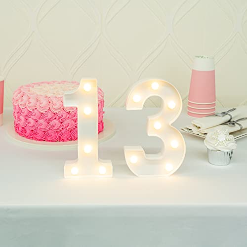 Image of Restaurantware-Illumify 7.1 x 1.2 x 8.7 Inch Light Up Number, 1 Durable Marquee LED Light - Number 3, Touchproof, White Plastic Party Digit Sign Accent, Keyhole Slot, For Weddings, Or Special Events