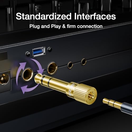 VCE Headphone Jack Adapter 6.35mm Male 1/4 inch to 3.5mm Female 1/8 inch Aux Plug Converter Audio Stereo Adaptor Gold Plated for Keyboard Digital Piano Amplifier Earphone 1 Pack - Image 5