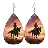 Pendientes de lágrima de cuero para mujer, aretes colgantes ligeros de Cowboy West, joyería de moda, regalos para mujeres y mujeres