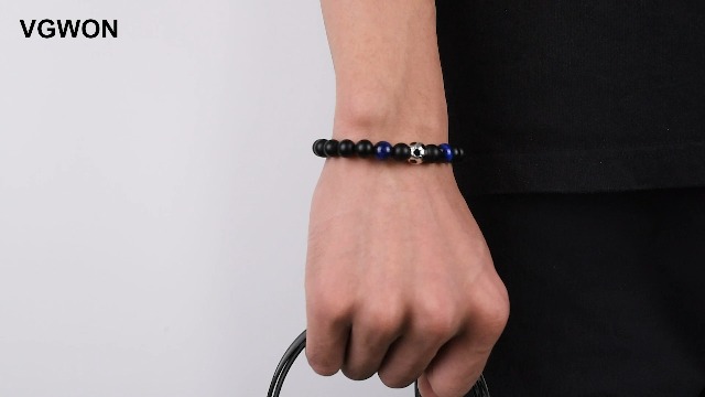 Braccialetto Regolabile Uomo Con Perline Di Ossidiana, Ciondolo Calcio E Croce - Gioiello Sportivo Fede Per Ragazzi, Regalo Di Compleanno O Battesimo
