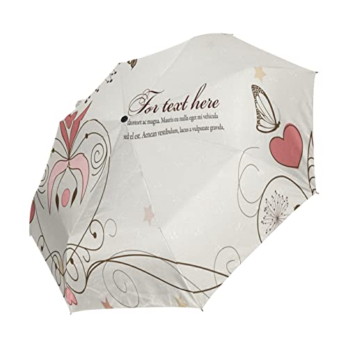 Parapluie automatique pliable résistant motif papillon fleur rose - 2