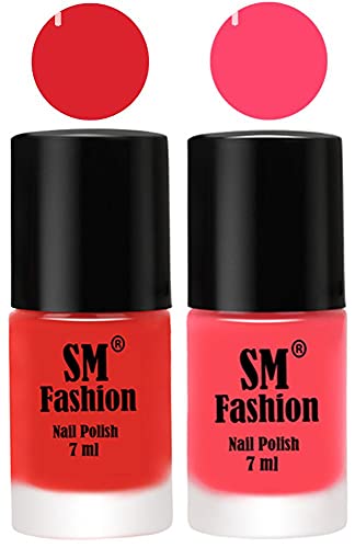 Image of Long Lasting Nail Polish | Nail Paint Combo 7 ml Each) - Set of 2 Candy Orange-Pink