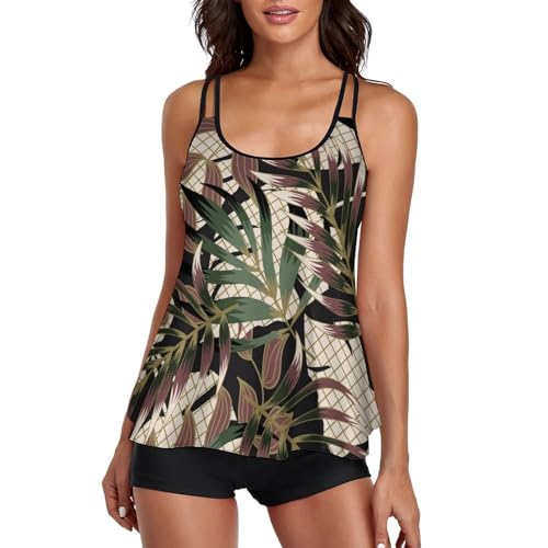 Maillot de bain tankini femme 3 pièces short de garçon et robe de plage imprimée