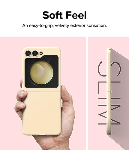 Image of Ringke Slim Compatible With Samsung Galaxy Z Flip 5 Case Back Cover Thin Soft-Feeling Coating Hard Pc With Non-Slip Grip Protective Phone Case For Samsung Z Flip 5 5G (2023) - Vanilla, Cream