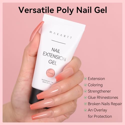 Makartt Gel de unhas poli, 50 ml Nude Nature Gel Builder para extensão de unhas para todas as estaçõ