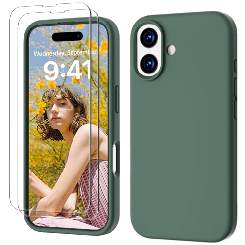 Coque iPhone 17 silicone liquide anti-rayure avec verre trempé écran 6.3