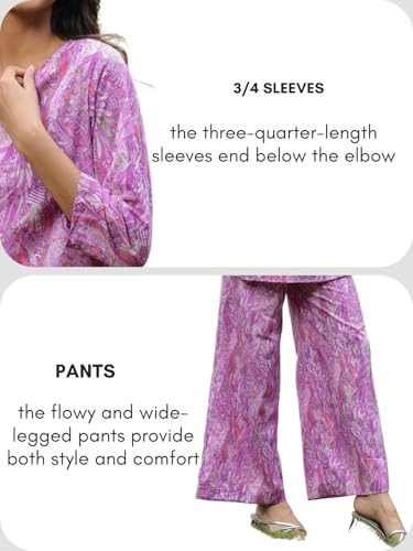 Image of GRECIILOOKS Co-ord Set for Women Stylish | Kurtis | Anarkali Viscose Printed Kurta & Straight Pant Sets | Festive Ethnic Indian Traditional Outfit for Functions & Puja | 3 /4 Half Sleeve